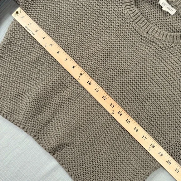 Blu Pepper Womens Medium Brown Chunky Knit Cropped Crewneck Sweater Boxy Fit - Picture 4 of 7